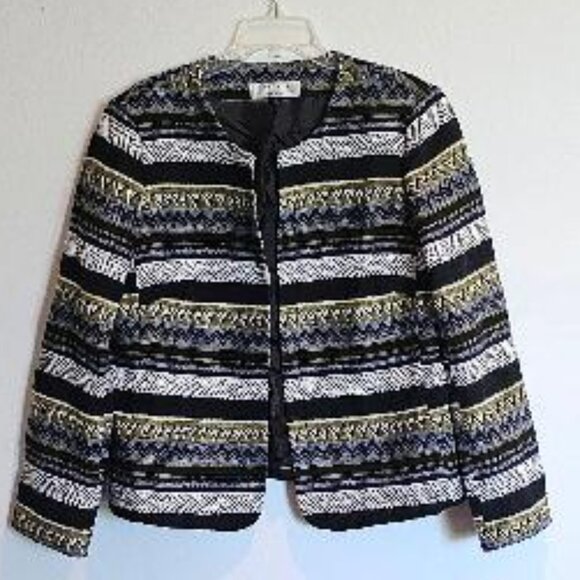 TAHARI Arthur S. Levine Women's Jacket - Size 18 NWT - Black, Gold, Blue, White - Picture 1 of 6